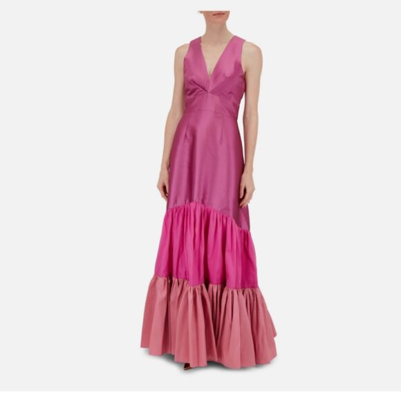 Sachin & Babi Rori Satin-Finish Ruffle Hem Gown - Picture 3 of 12